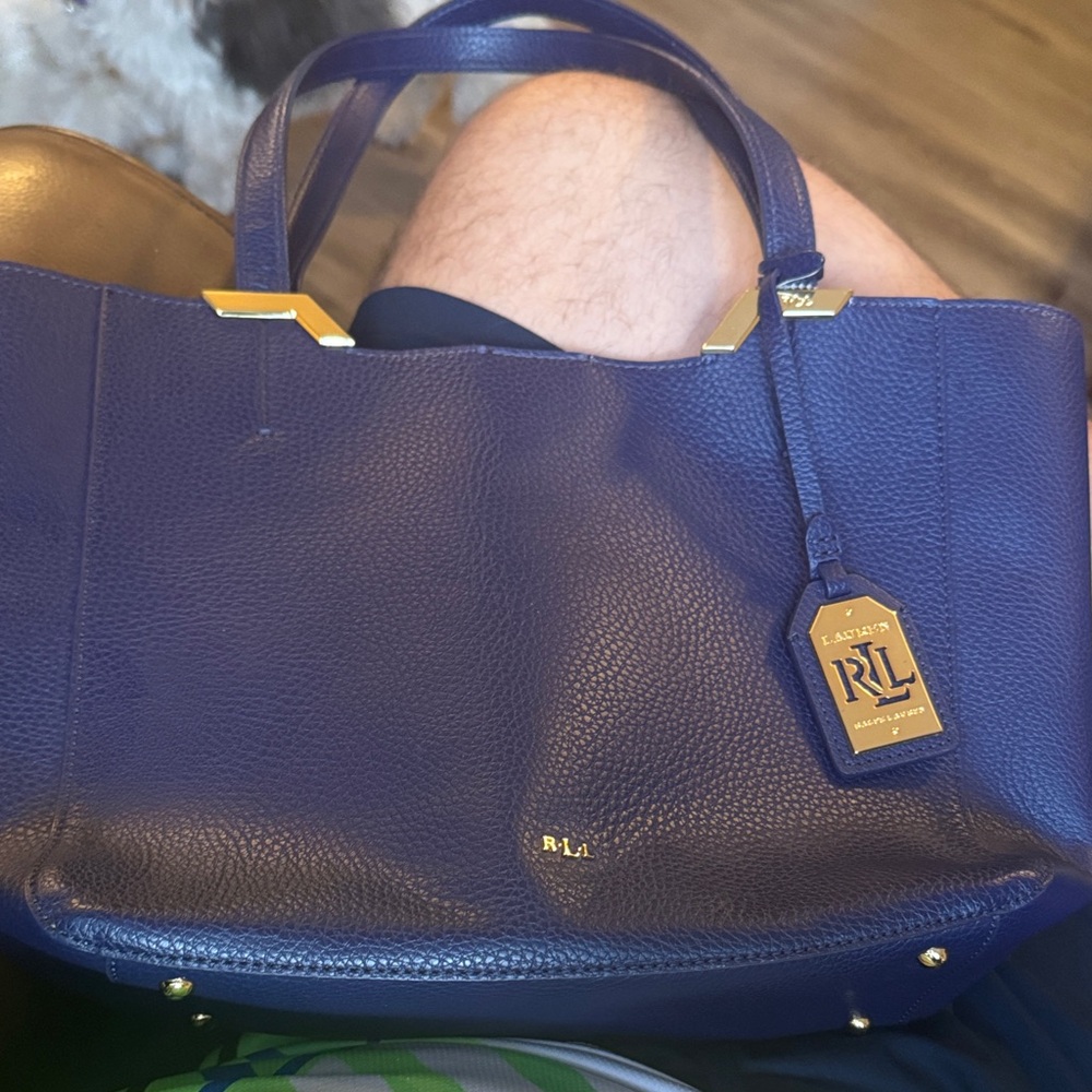 Ralph Lauren Deep Blue Tote with Gold Accents